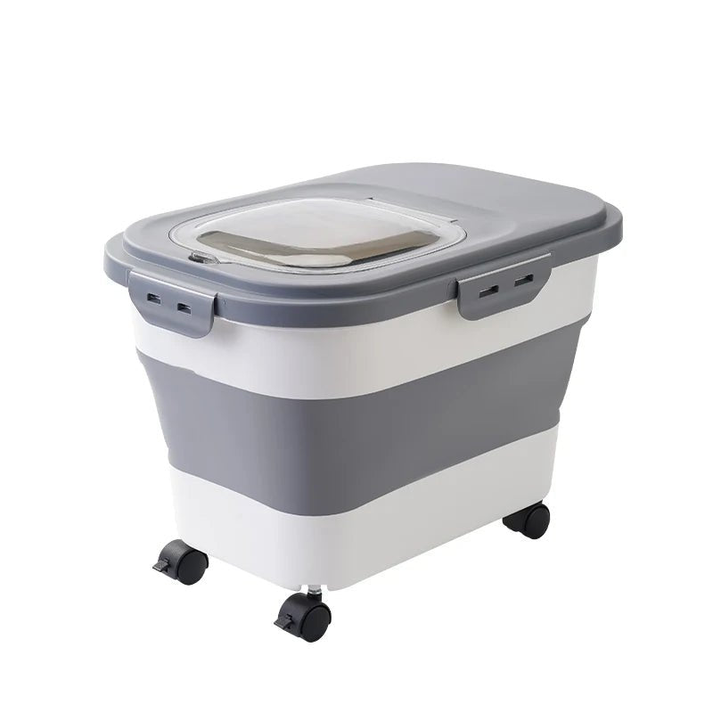 boĂźte rangement croquettes chat plastique gris