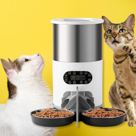 distributeur automatique croquettes chat double bol manuel