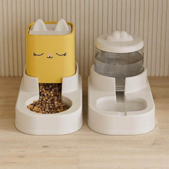 distributeur croquette chat automatique et eau gravité démontable