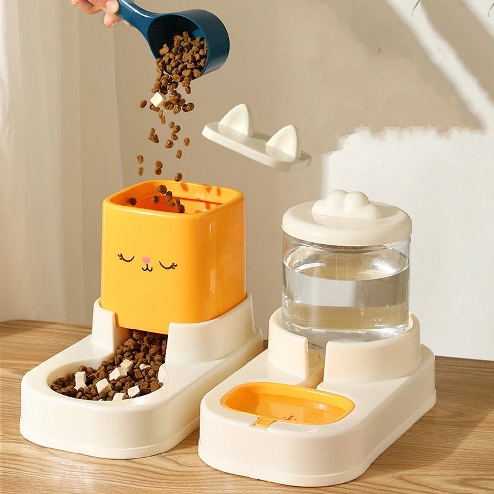 distributeur croquettes et eau chat gravité
