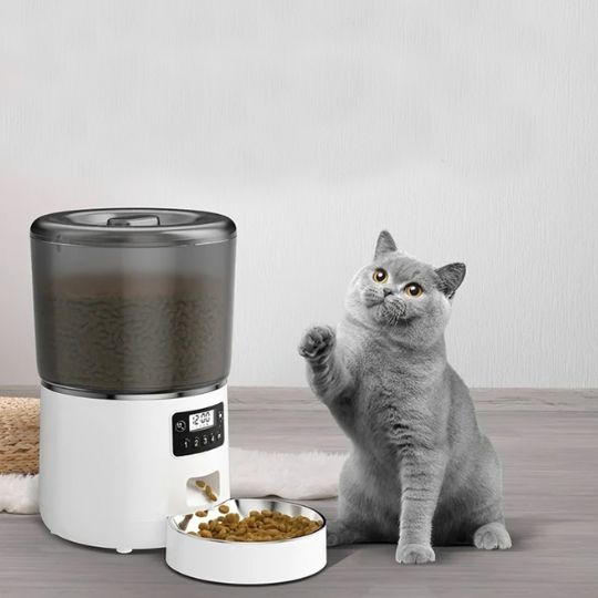 distributeur croquettes chat automatique blanc