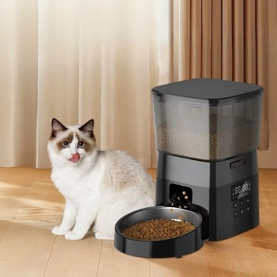 distributeur croquettes chat automatique noir
