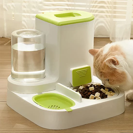 distributeur croquettes chat deluxe ensemble bouteille eau croquettes