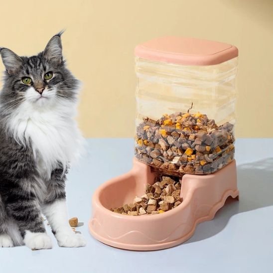 distributeur croquette pour chat gravité couleur rose