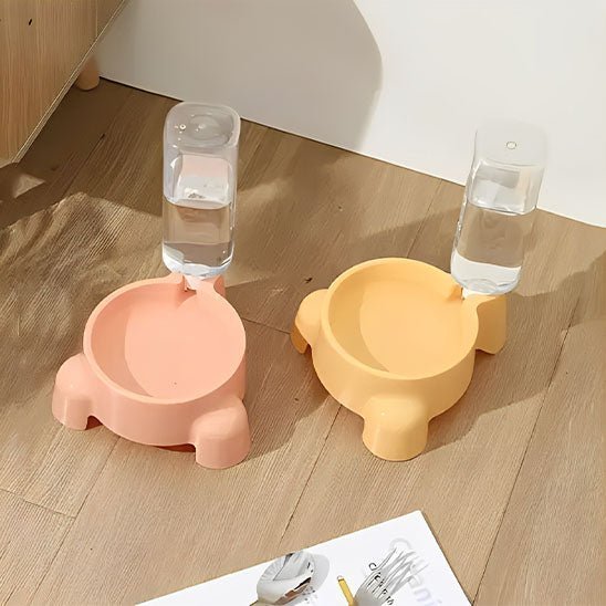 distributeur eau chat gravité plastique rose jaune