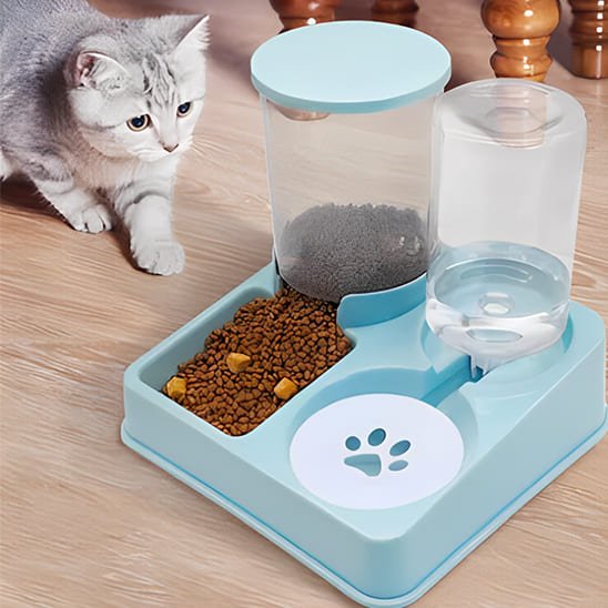 distributeur chat croquettes et eau plastique pratique voyage