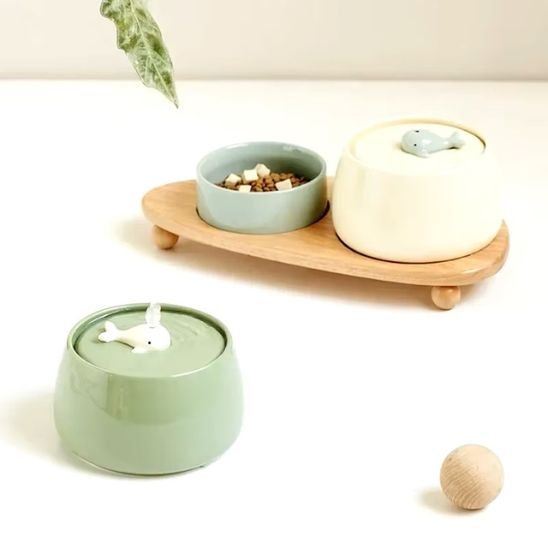 fontaine a eau chat ceramique design baleine ensemble gamelle