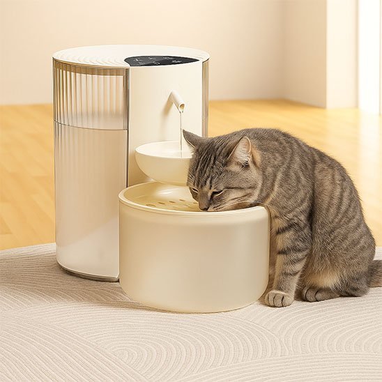 Fontaine a eau chat eau sale et bol d'eau séparés