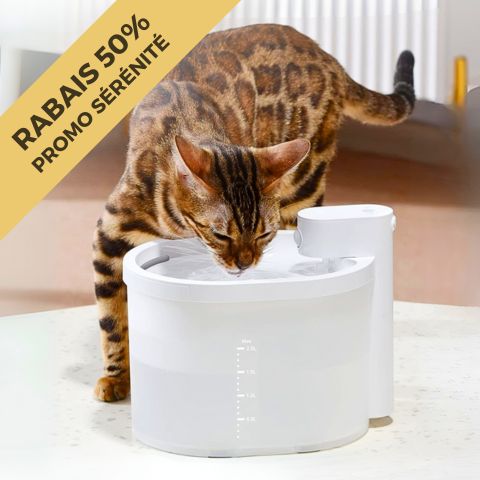 fontaine a eau chat sans fil blanche promo