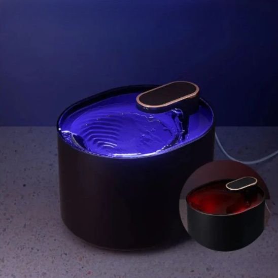 fontaine eau pour chat bleu marine éclairage led