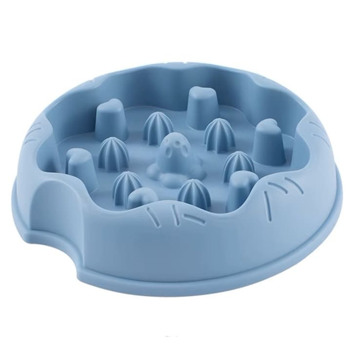gamelle anti glouton chat alimentation lente bleu