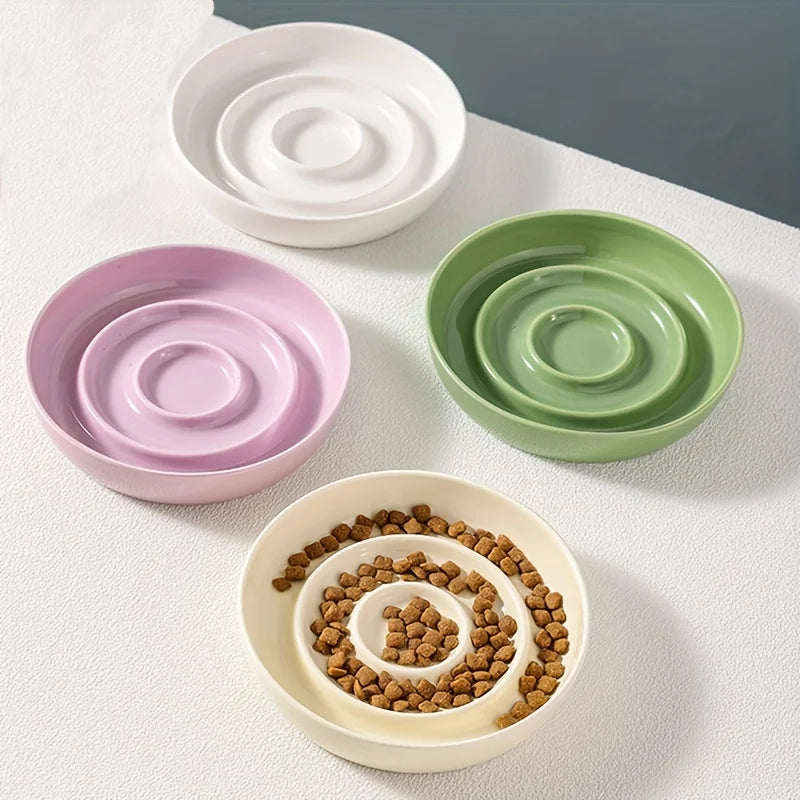 gamelle anti glouton chat formes circulaires couleurs céramique