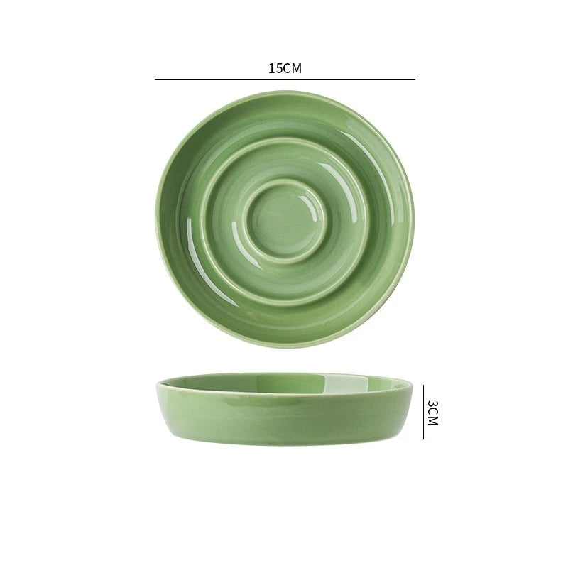 gamelle anti glouton chat formes circulaires céramique verte