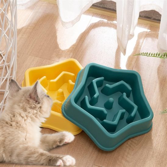 gamelle anti glouton chat étoile jaune vert