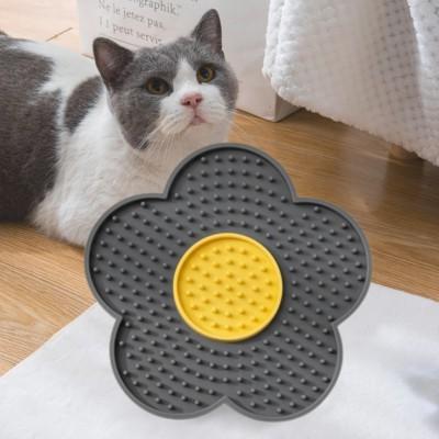 gamelle anti-glouton chat tapis léchage silicone ventouses gris