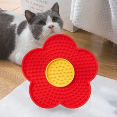 gamelle anti-glouton chat tapis léchage silicone ventouses rouge
