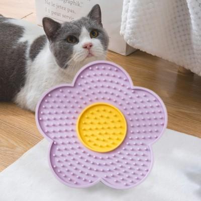 gamelle anti-glouton chat tapis léchage silicone ventouses violet