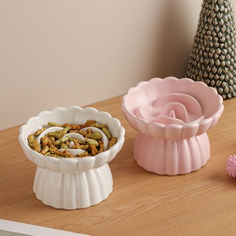 gamelle anti-glouton chat céramique surélevée design fleur