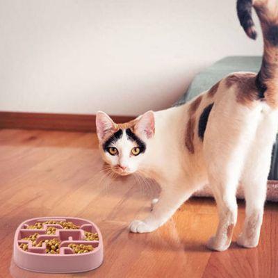 gamelle anti-glouton chat labyrinthe zen plastique rose alimentation lente