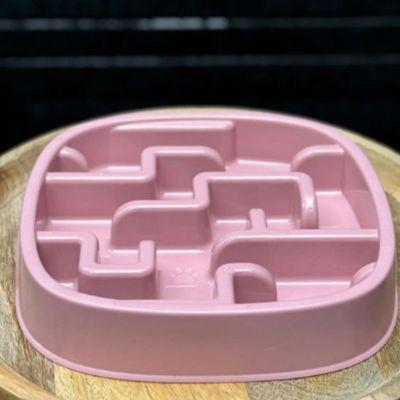 gamelle anti-glouton chat labyrinthe zen plastique rose alimentation lente
