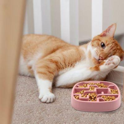 gamelle anti-glouton chat labyrinthe zen plastique rose
