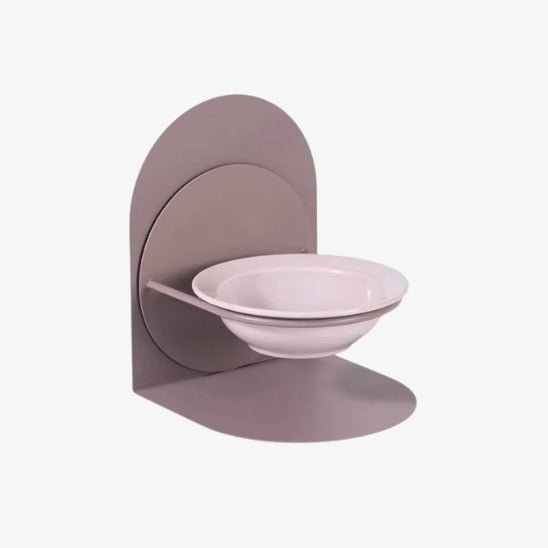 gamelle chat ajustable violet bol céramique support métal