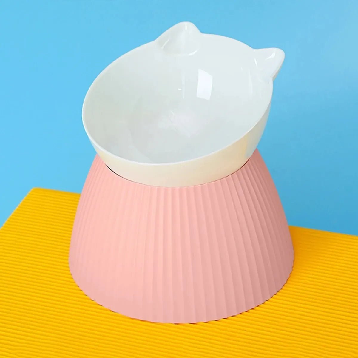 gamelle chat surélevée plastique rose blanc