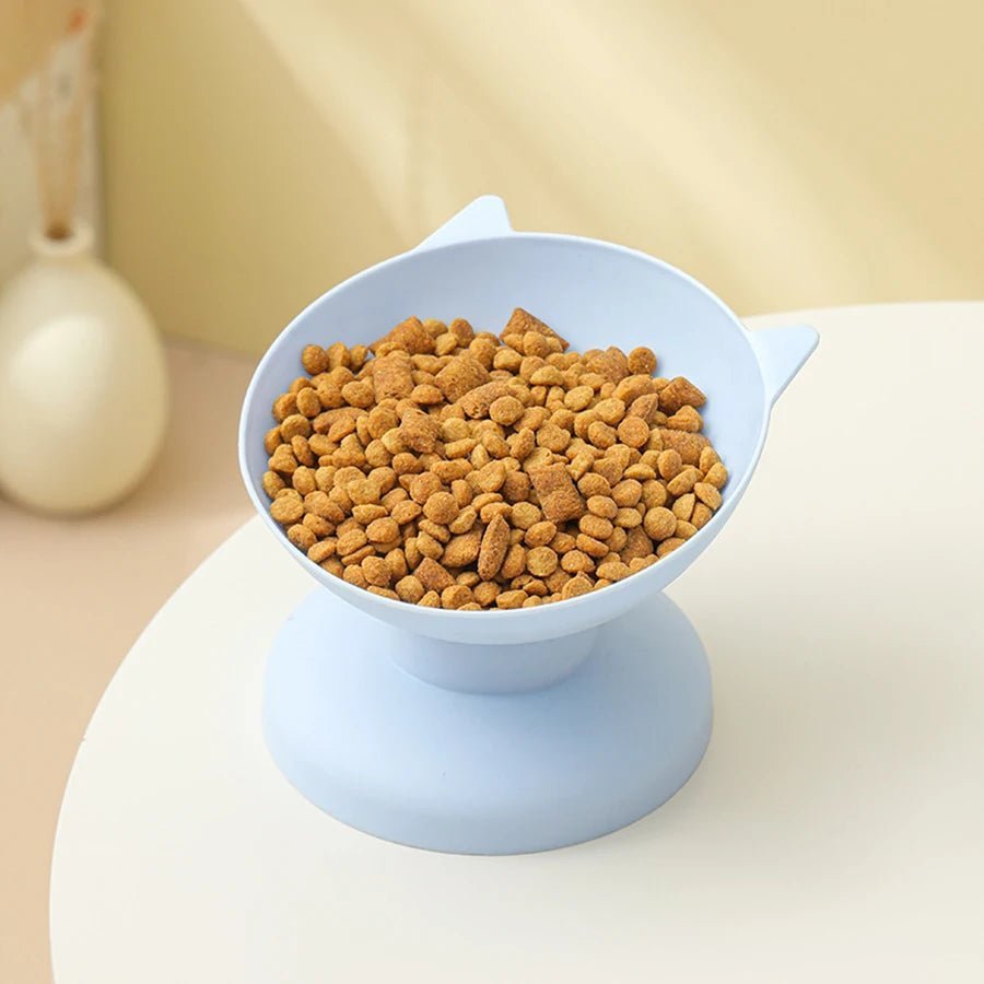 gamelle chat surélevée plastique inclinée bleu