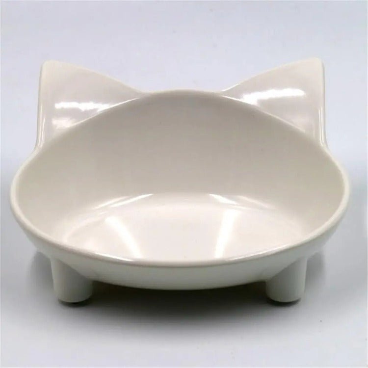 gamelle chat surélevée forme oreilles chat mélamine blanc
