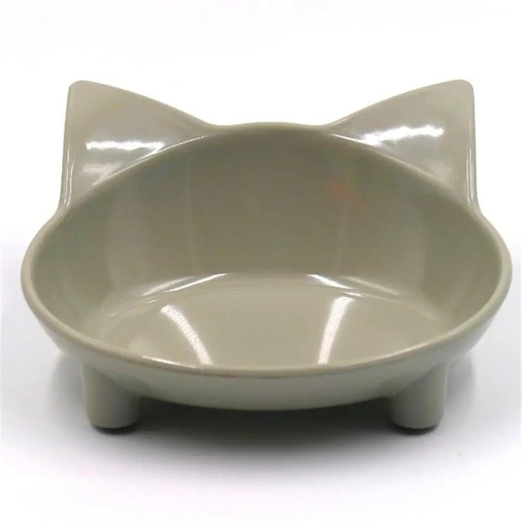 gamelle chat surélevée forme oreilles chat mélamine gris