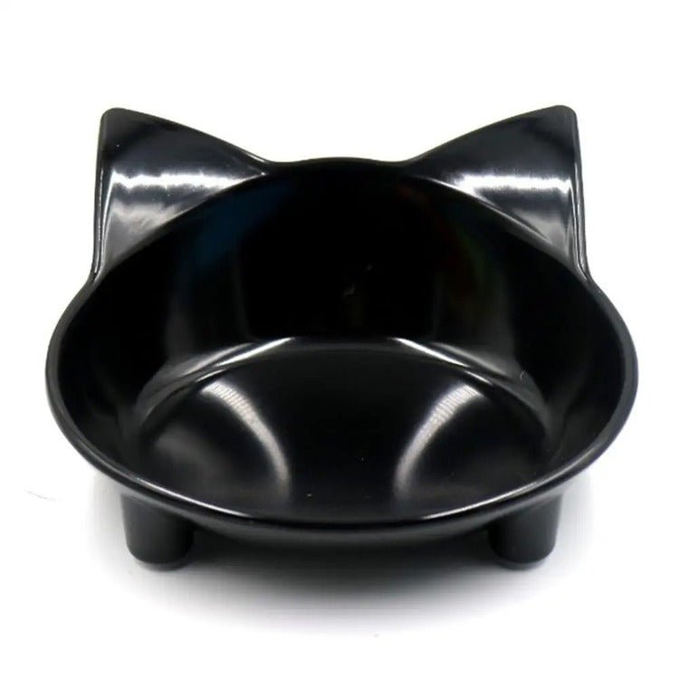 gamelle chat surélevée forme oreilles chat mélamine noir