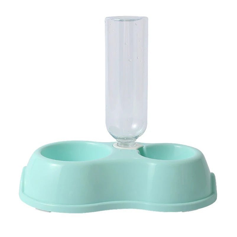 gamelle pour chat double bol avec distributeur d'eau plastique bleu