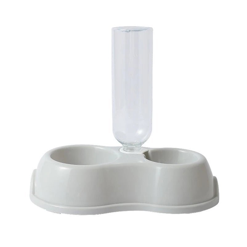 gamelle pour chat double bol avec distributeur d'eau plastique gris