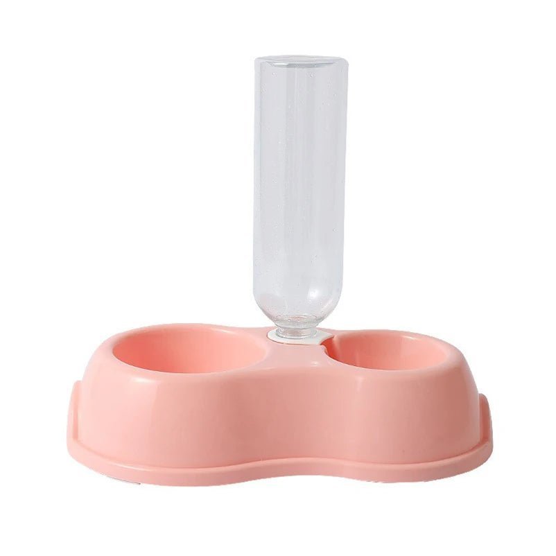 gamelle pour chat double bol avec distributeur d'eau plastique rose