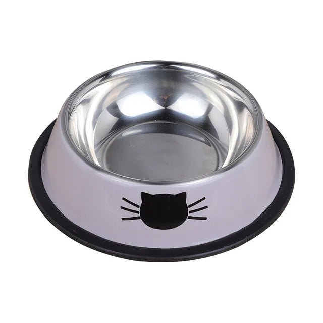gamelle pour chat grise motif chat