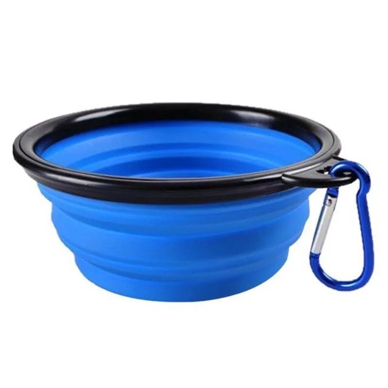 gamelle pour chat pliable couleur bleu