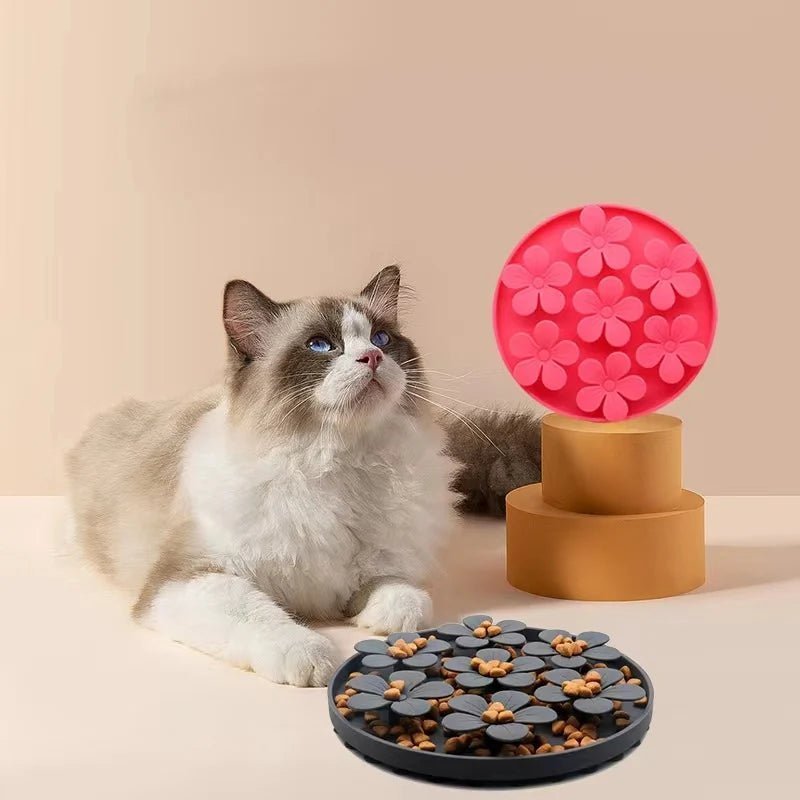 gamelles anti glouton chat silicone design fleurs