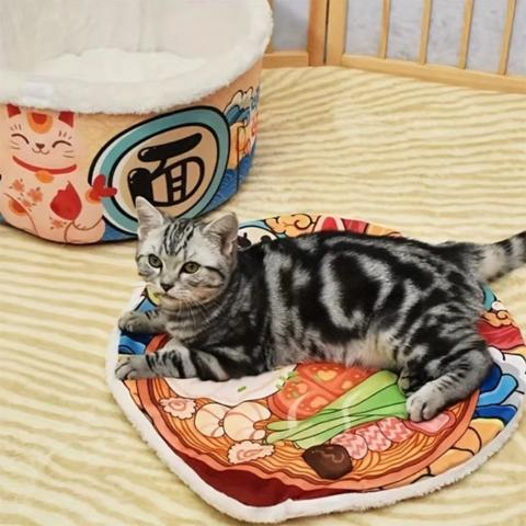 maison chat bol ramen coussin amovible antidérapante multifonction