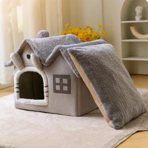 maison chat chalet deluxe pliable coussin amovible antidérapant