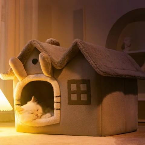 maison chat chalet deluxe pliable coussin amovible antidérapant