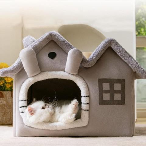 maison chat chalet deluxe pliable coussin amovible antidérapant