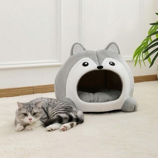 Maison chat grotte forme loup niche intérieure