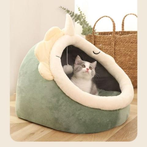 maison pour chat niche intérieure dinosaure semi-fermée jeu sommeil