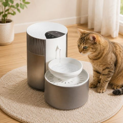Fontaine à eau chat sans fil rechargeable avec chat