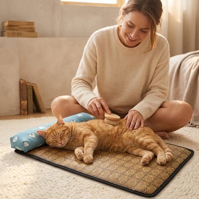 Tapis rafraîchissant pour chats à surface tressée