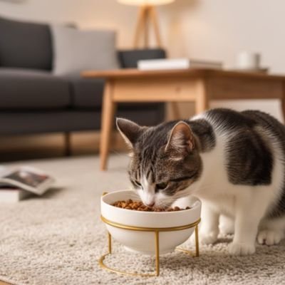 Gamelle surélevée pour chat design en céramique – Support élégant et stable