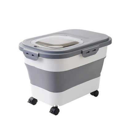 boîte rangement croquettes chat plastique gris