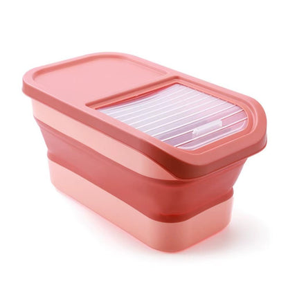 Boite à croquettes pour chat rangement pliable compact hermétique rose