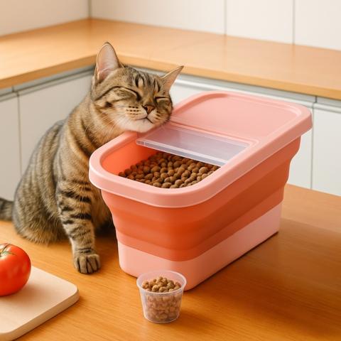 Boite à croquettes pour chat rangement pliable compact hermétique