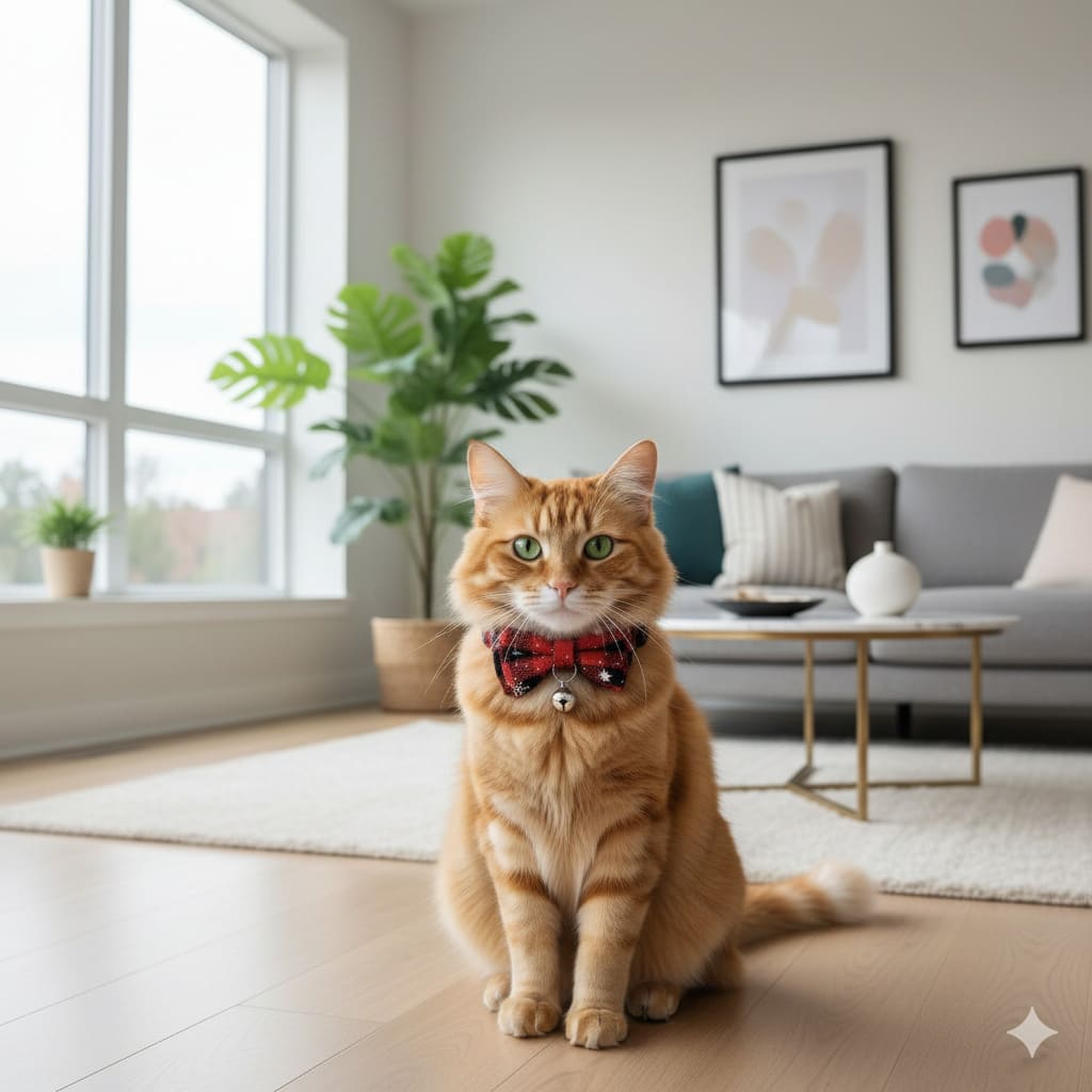 Collier chat ajustable avec boucle grelot festive rouge